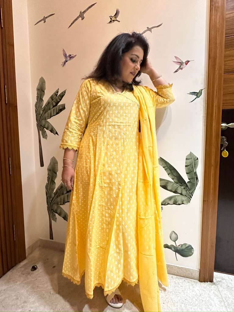 Yellow Angrakha Style Suit