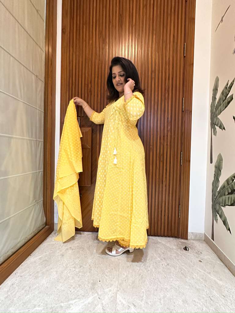 Yellow Angrakha Style Suit