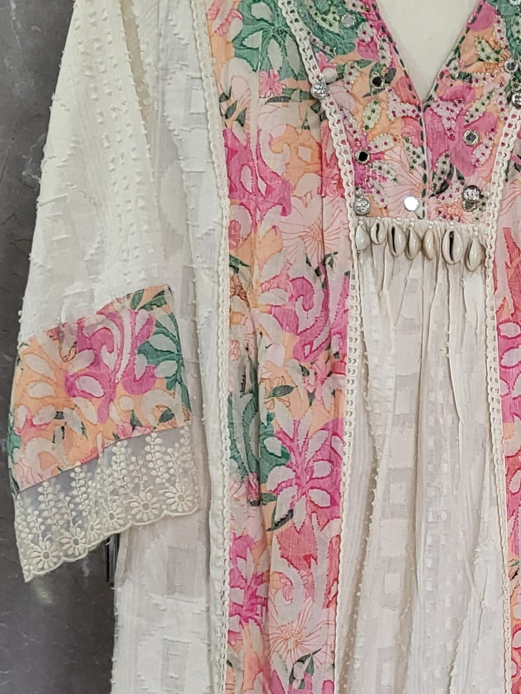 Ivory Floral Cotton Suit