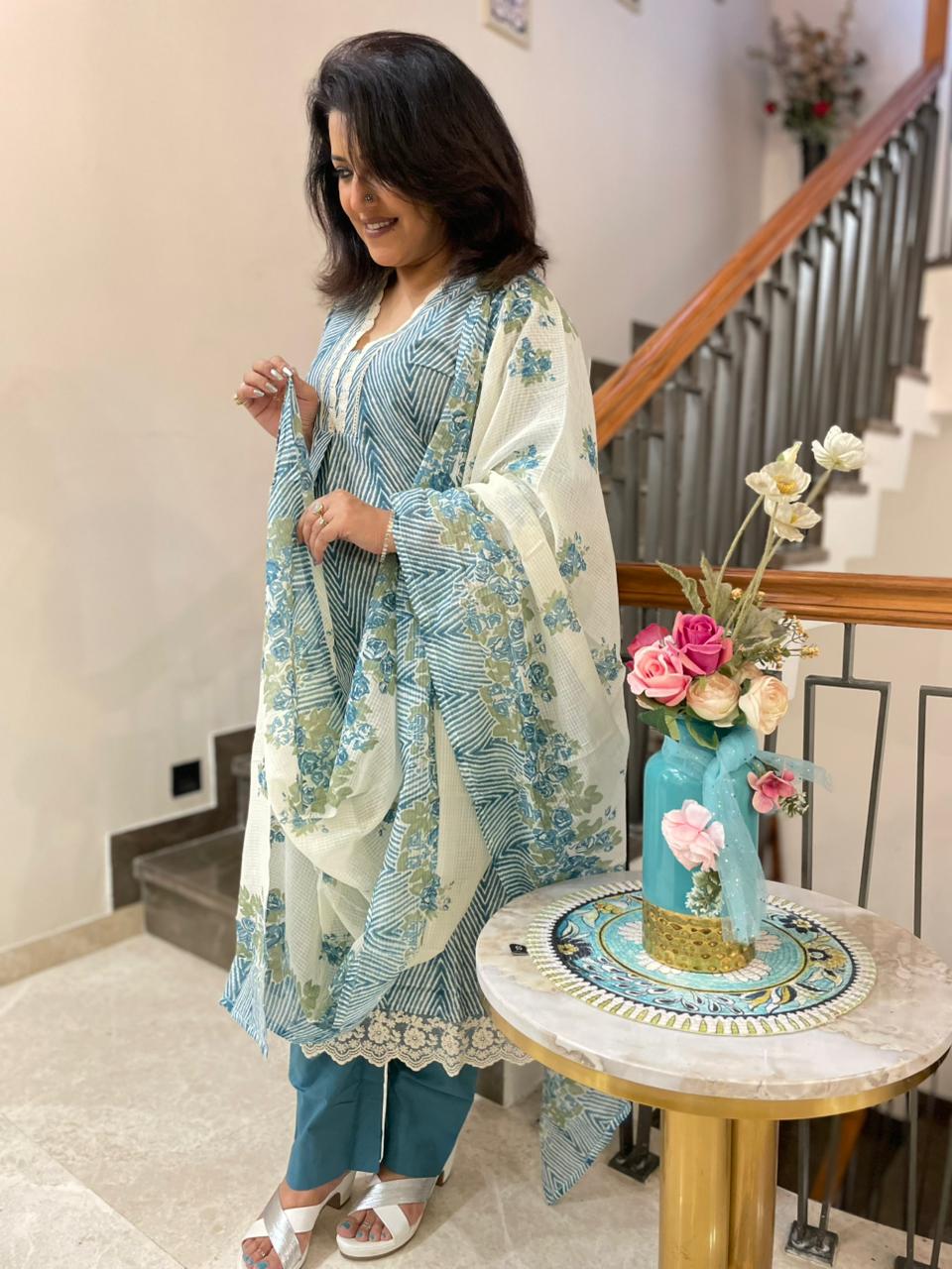 floral printed cotton suit for women