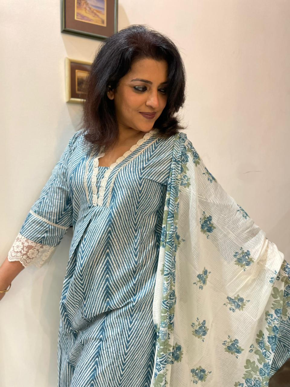 floral printed cotton suit for women