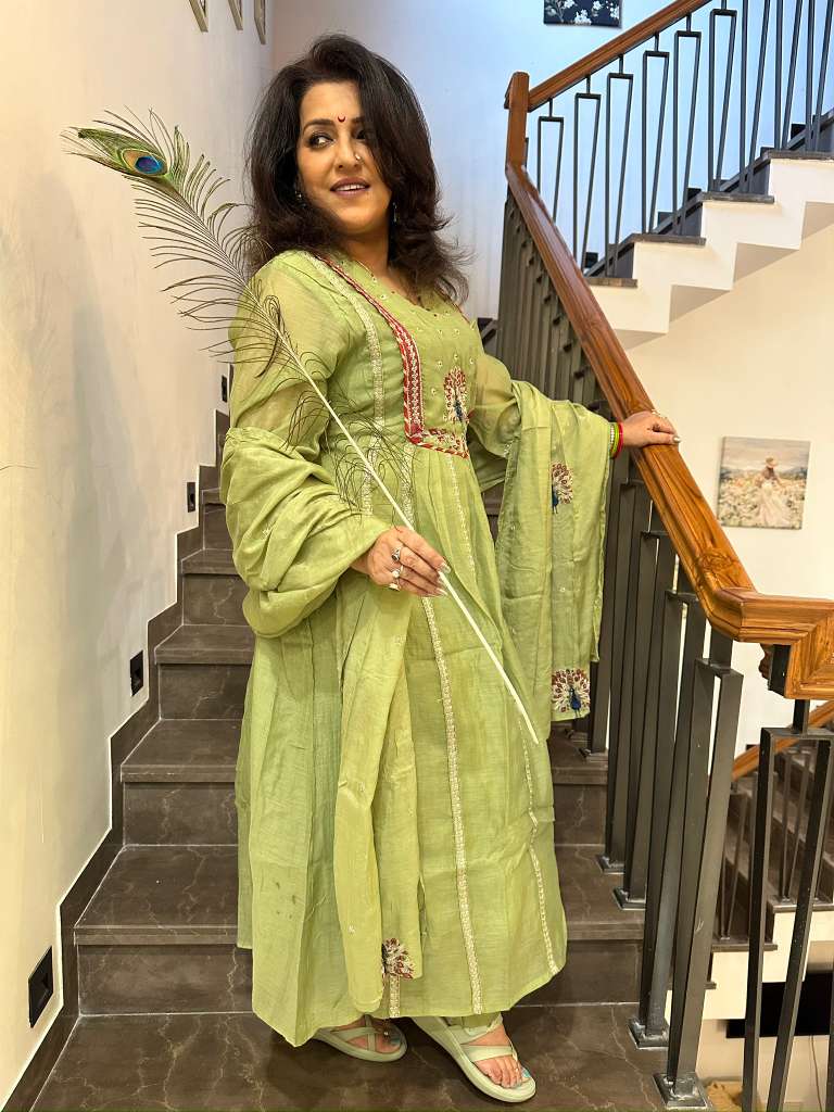 Mul chanderi suit