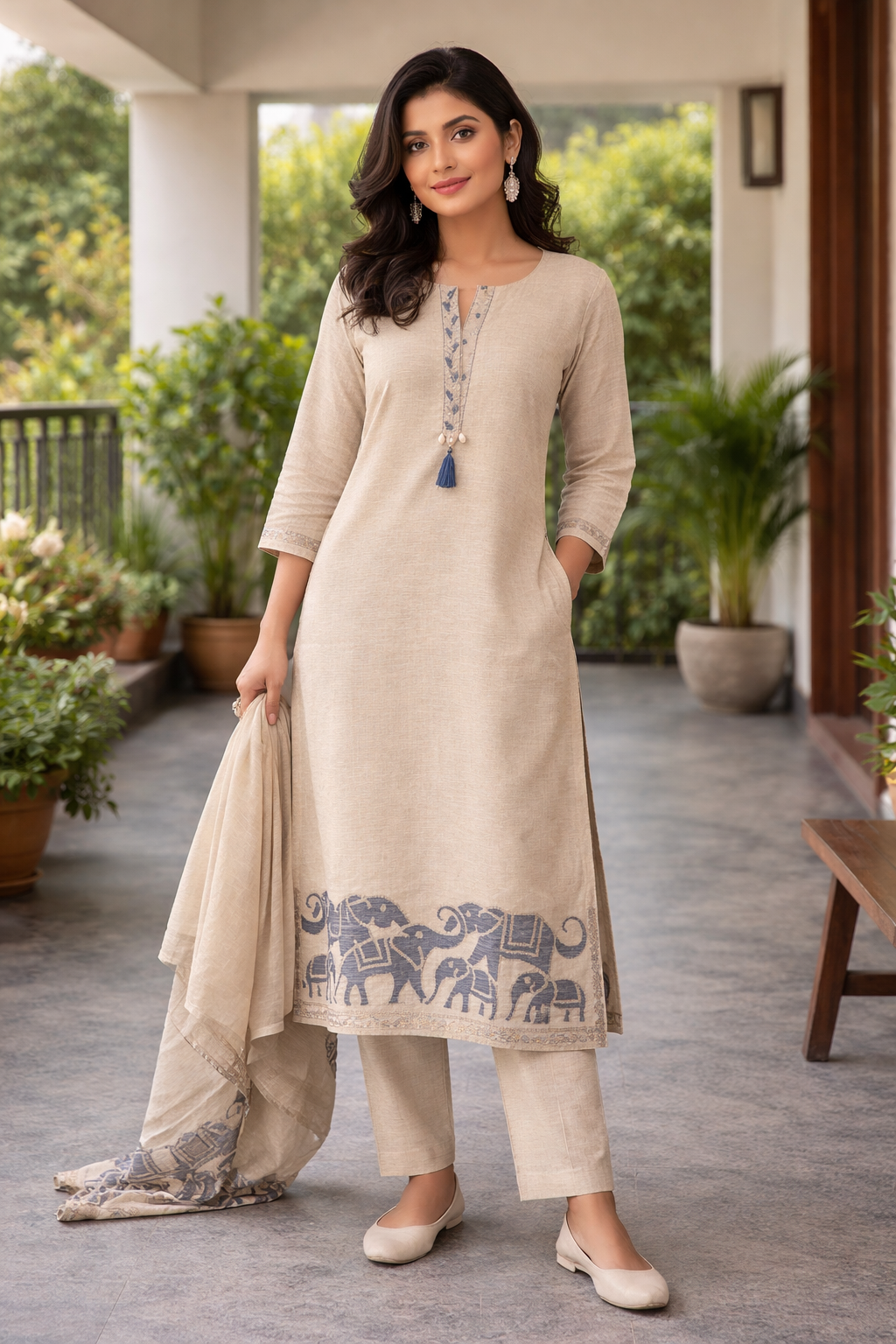 Beige Heritage Cotton Suit