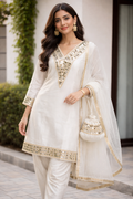 mirror work white suit