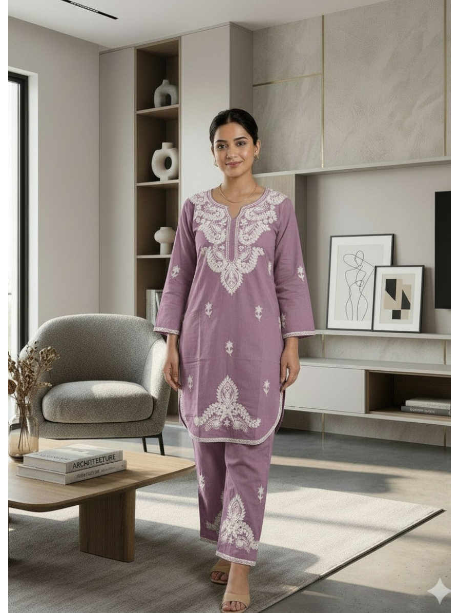 Chikankari embroidered Co-ord Set