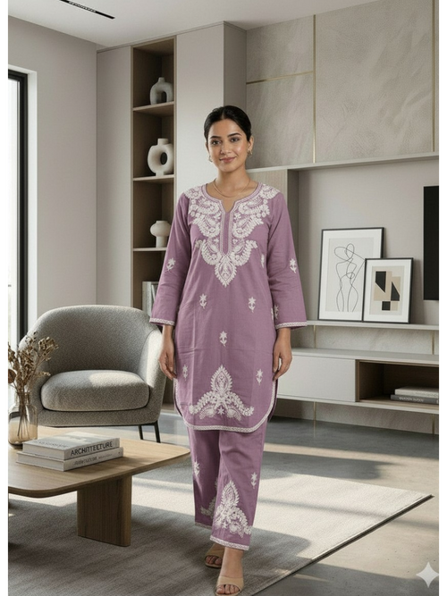 Chikankari embroidered Co-ord Set